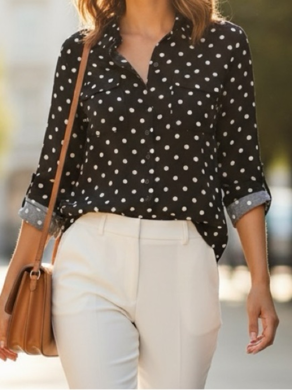 👛 2/$20 LILY MORGAN Black/White Semi Transparent Blouse Optional Tie Back Cuffs
